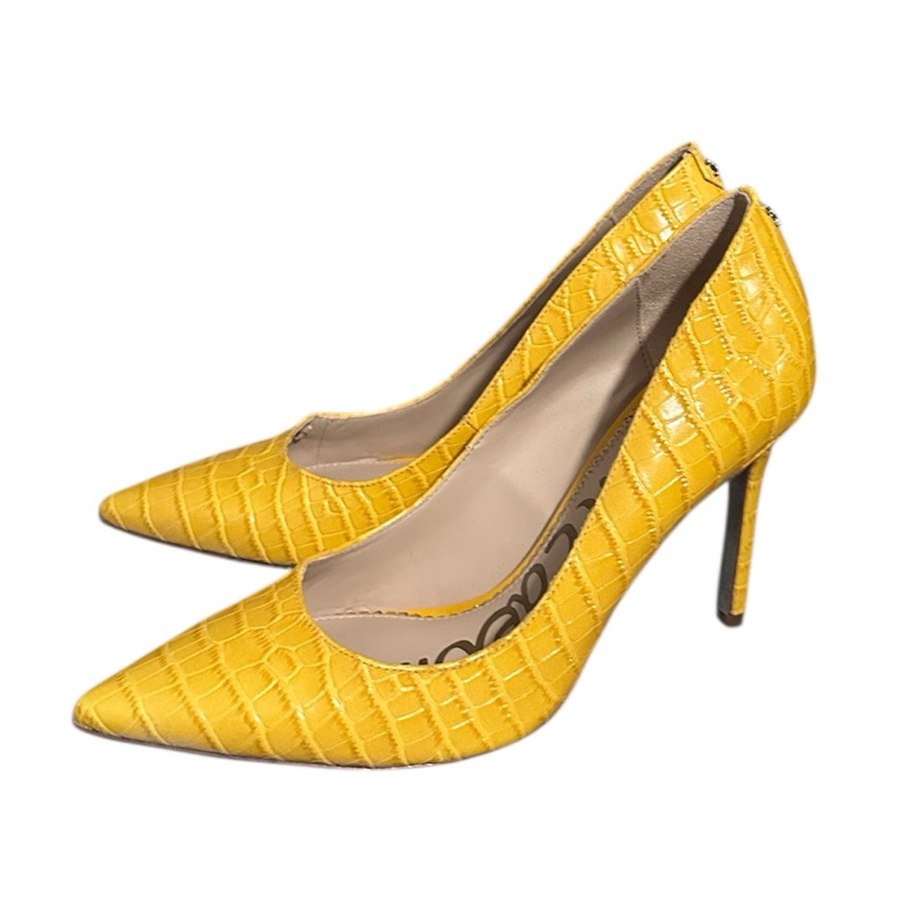 Sam Edelman Yellow Croc-Pattern Heels